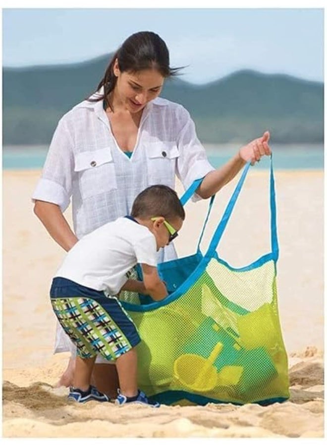 ChicAbode 2 Pcs Mesh Beach Bag Set, Oversized Portable Tote Bag with Small Pouch, Durable Foldable Storage Bag for Beach Towels Toys Picnic and Daily Outdoor Use - Image 4